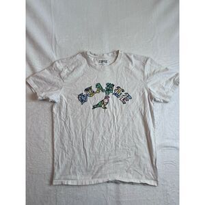 Staple Pigeon Paisley Spell Out White Short Sleeve Shirt Men's Large *